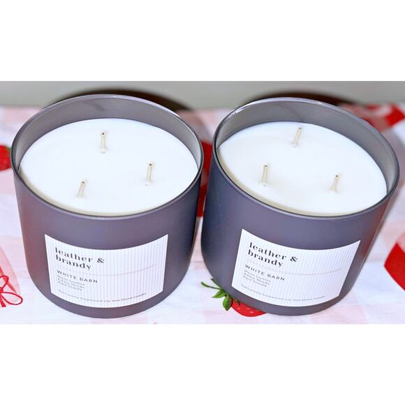Lot of 2 Bath & Body Works Leather & Brandy Large 3-Wick Candle 14.5oz - Picture 3 of 5